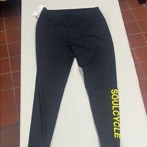 SoulCycle Kids Black Leggings with Yellow Logo